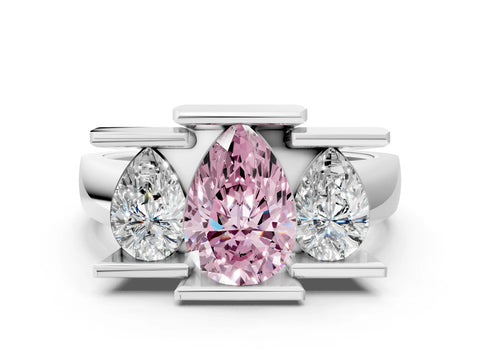White gold Three Stone Fancy Pink Pear Cut Cut Channel Set Diamond Ring_24