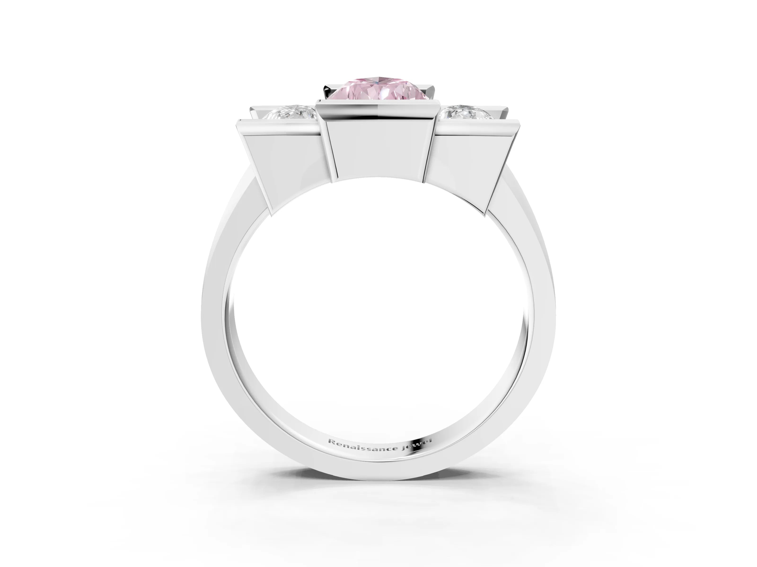 White gold Three Stone Fancy Pink Pear Cut Cut Channel Set Diamond Ring_27