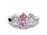 White gold Three-Stone Fancy Pink Pear Cut Cut Diamond Engagement Ring with Flat Band and Four-Prong Setting_12