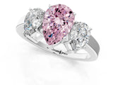 White gold Three-Stone Fancy Pink Pear Cut Cut Diamond Engagement Ring with Flat Band and Four-Prong Setting_13
