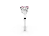 White gold Three-Stone Fancy Pink Pear Cut Cut Diamond Engagement Ring with Flat Band and Four-Prong Setting_14