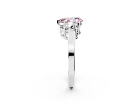 White gold Three-Stone Fancy Pink Pear Cut Cut Diamond Engagement Ring with Flat Band and Four-Prong Setting_14