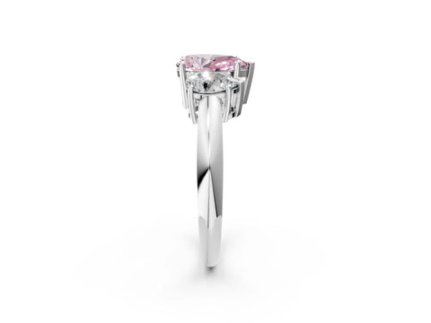 White gold Three-Stone Fancy Pink Pear Cut Cut Diamond Engagement Ring with Prong Setting on a White Gold Band_14