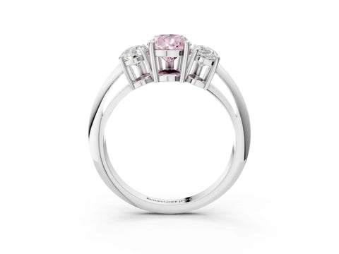 White gold Three-Stone Fancy Pink Pear Cut Cut Diamond Engagement Ring with Prong Setting on a White Gold Band_15
