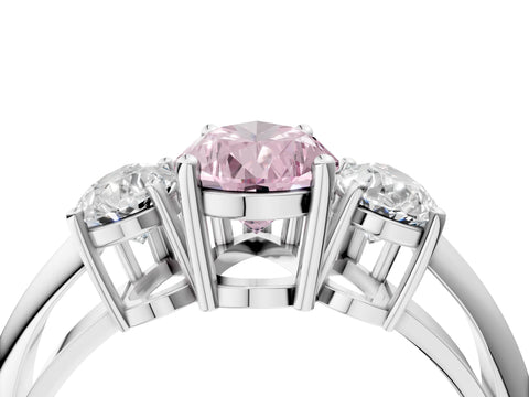 White gold Three-Stone Fancy Pink Pear Cut Cut Diamond Engagement Ring with Prong Setting on a White Gold Band_16