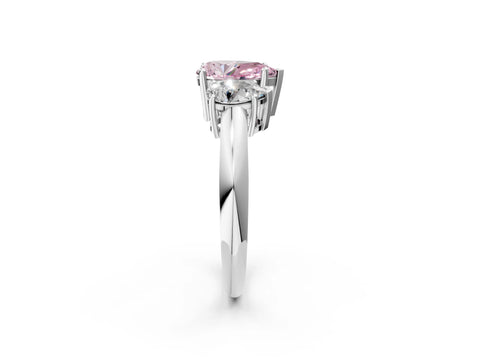 White gold Three-Stone Fancy Pink Pear Cut Cut Diamond Engagement Ring with Prong Setting on a White Gold Band_21