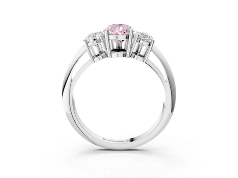 White gold Three-Stone Fancy Pink Pear Cut Cut Diamond Engagement Ring with Prong Setting on a White Gold Band_22