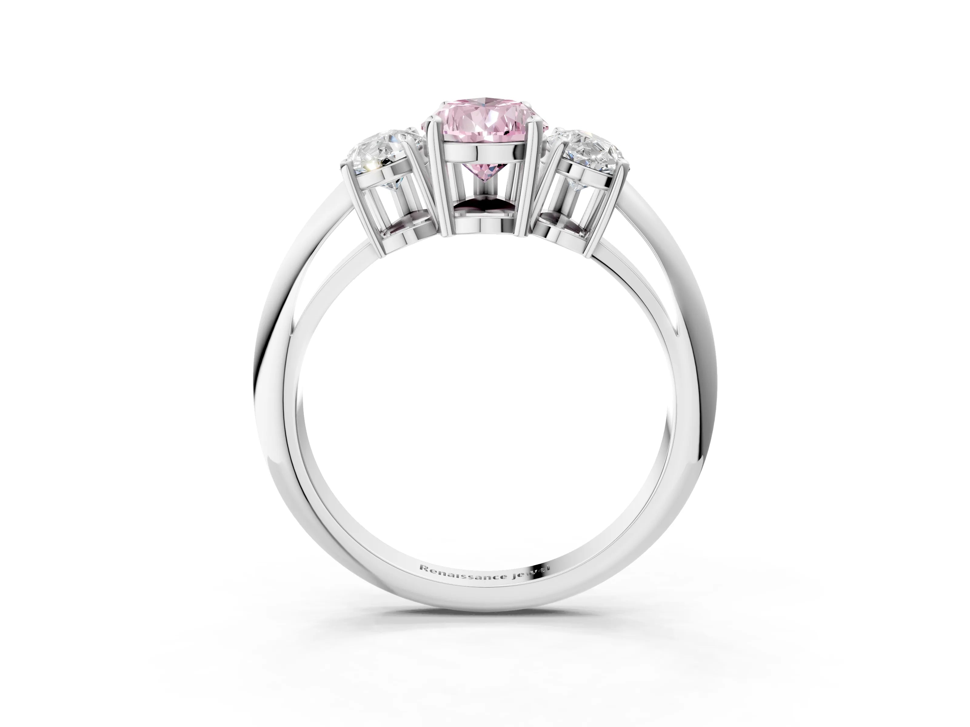 White gold Three-Stone Fancy Pink Pear Cut Cut Diamond Engagement Ring with Prong Setting on a White Gold Band_27