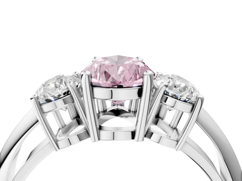 White gold Three-Stone Fancy Pink Pear Cut Cut Diamond Engagement Ring with Prong Setting on a White Gold Band_28