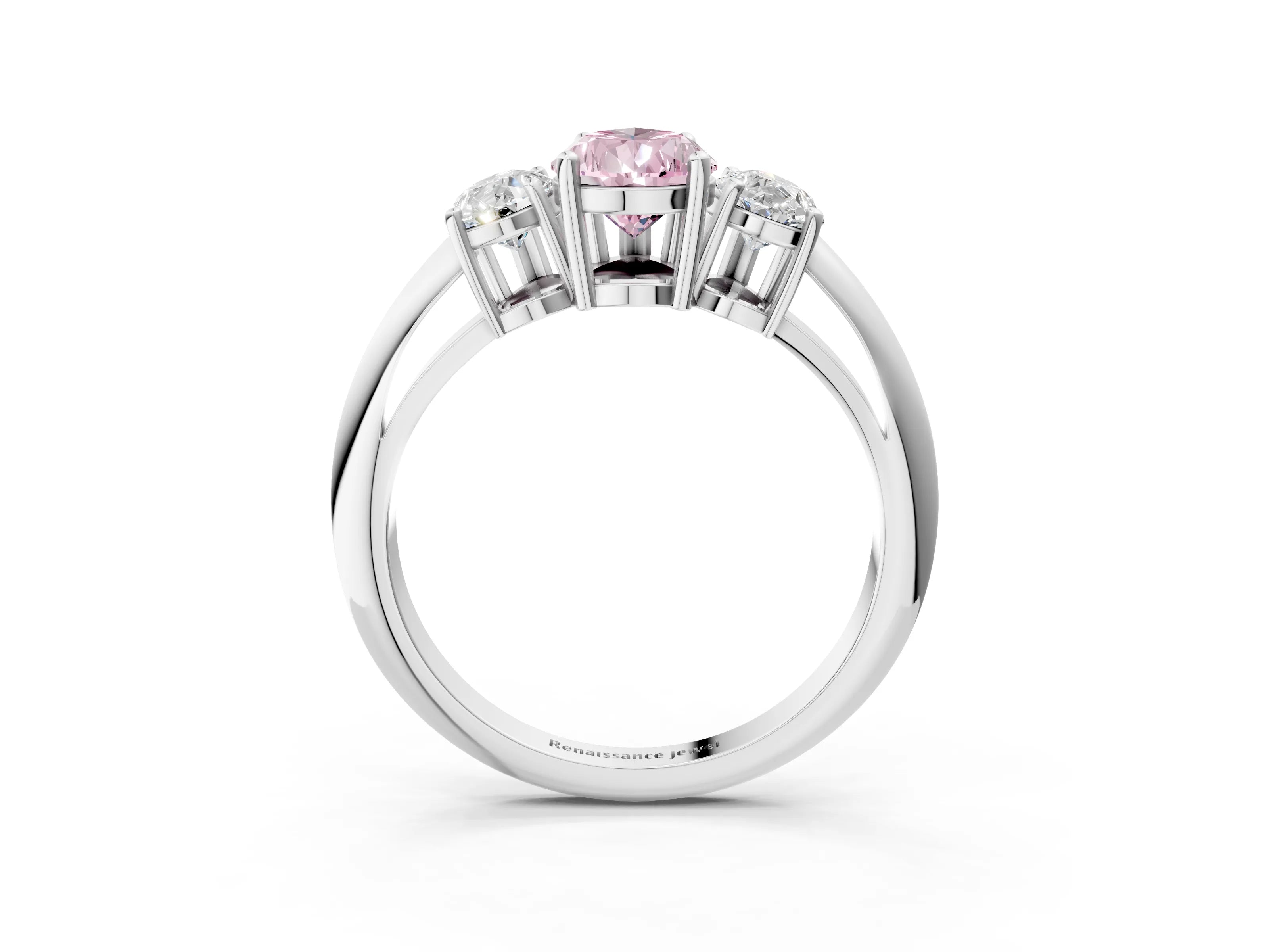 White gold Three-Stone Fancy Pink Pear Cut Cut Diamond Engagement Ring with Prong Setting on a White Gold Band_63