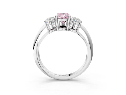 White gold Three-Stone Fancy Pink Pear Cut Cut Diamond Engagement Ring with Prong Setting on a White Gold Band_63