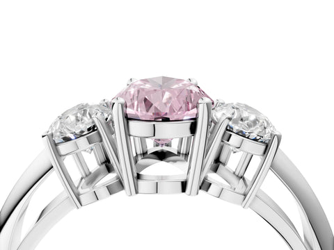White gold Three-Stone Fancy Pink Pear Cut Cut Diamond Engagement Ring with Prong Setting on a White Gold Band_64