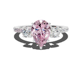 White gold Three-Stone Fancy Pink Pear Cut Cut Diamond Pavé Band with Prong Setting_27