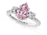 White gold Three-Stone Fancy Pink Pear Cut Cut Diamond Pavé Band with Prong Setting_28