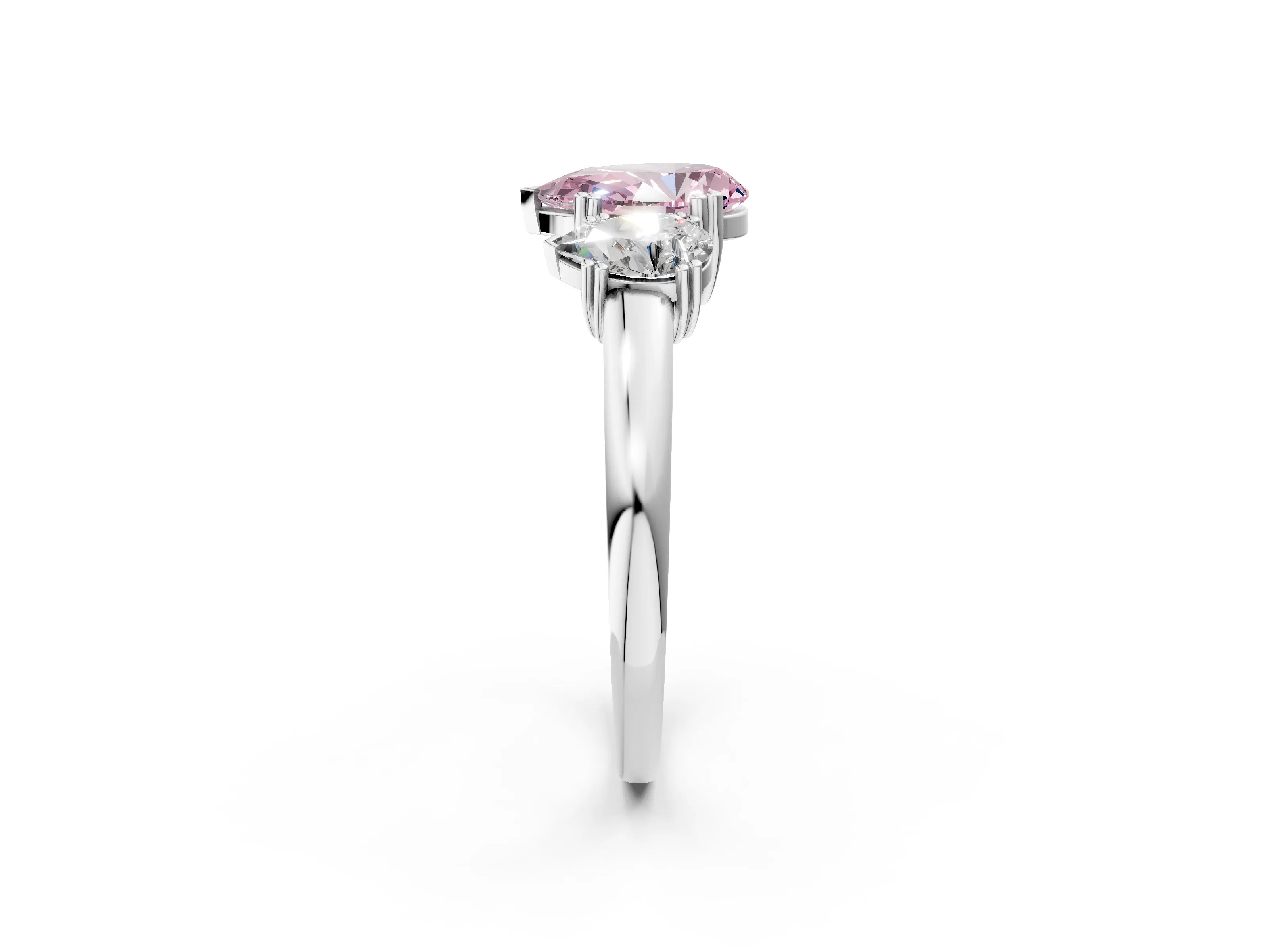 White gold Three-Stone Fancy Pink Pear Cut Cut Diamond Ring with Channel Set Band and Four-Prong Setting_2