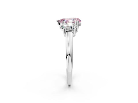 White gold Three-Stone Fancy Pink Pear Cut Cut Diamond Ring with Channel Set Band and Four-Prong Setting_2