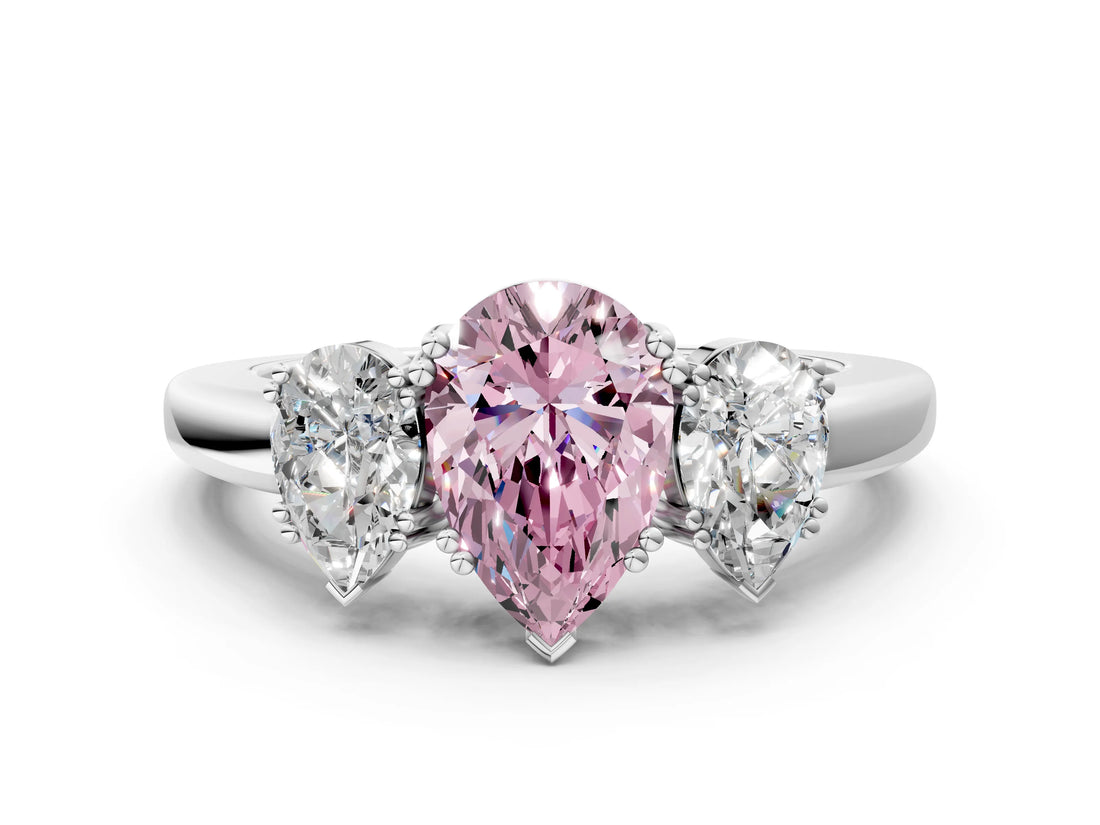 White gold Three-Stone Fancy Pink Pear Cut Cut Diamond Ring with Channel Set Band and Four-Prong Setting_36