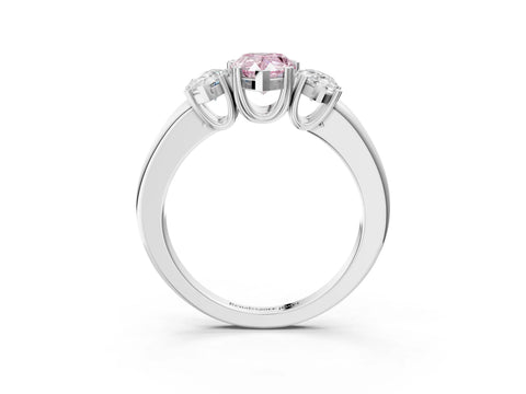 White gold Three-Stone Fancy Pink Pear Cut Cut Diamond Ring with Channel Set Band and Four-Prong Setting_3