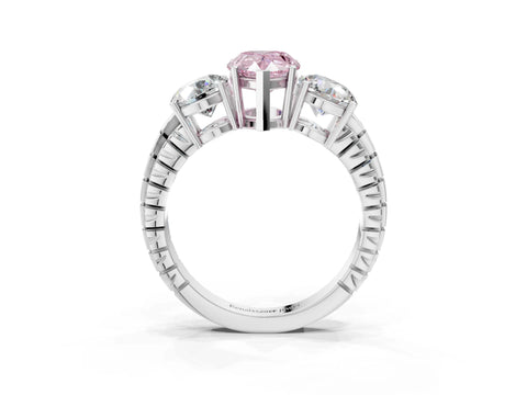 White gold Three-Stone Fancy Pink Pear Cut Cut Diamond Ring with Channel-Set Band and Prong Setting_3