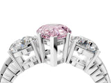 White gold Three-Stone Fancy Pink Pear Cut Cut Diamond Ring with Channel-Set Band and Prong Setting_4