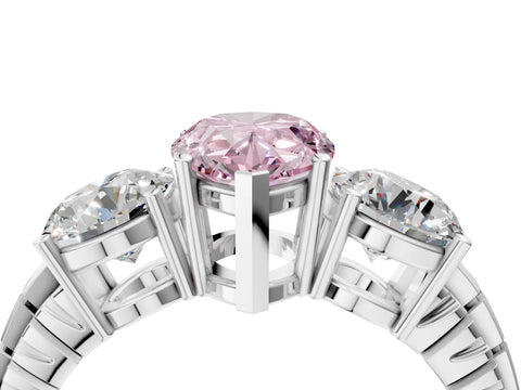 White gold Three-Stone Fancy Pink Pear Cut Cut Diamond Ring with Channel-Set Band and Prong Setting_4