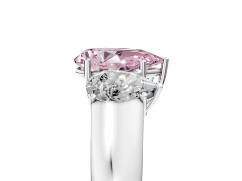 White gold Three-Stone Fancy Pink Pear Cut Cut Diamond Ring with Prong Setting and Classic Band_5