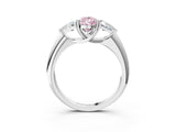 White gold Three-Stone Fancy Pink Pear Cut Cut Diamond Ring with Trillion Side Stones and Four-Prong Setting_14