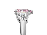 White gold Three-Stone Fancy Pink Pear Cut Cut Diamond Ring with Trillion Side Stones and Four-Prong Setting_16