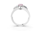 White gold Three-Stone Fancy Pink Pear Cut Cut Diamond Ring with Trillion Side Stones on a Split Shank Band_3