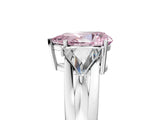 White gold Three-Stone Fancy Pink Pear Cut Cut Diamond Ring with Trillion Side Stones on a Split Shank Band_5