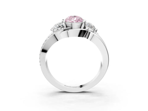 White gold Three-Stone Fancy Pink Pear Cut Cut Diamond Split Shank Prong Set Ring_15