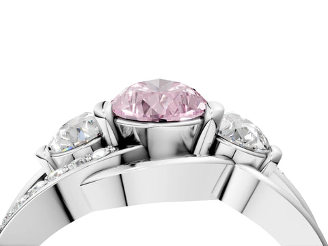 White gold Three-Stone Fancy Pink Pear Cut Cut Diamond Split Shank Prong Set Ring_16