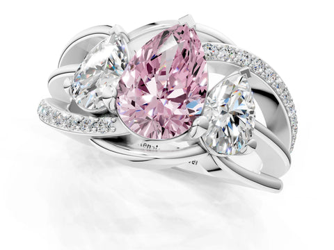 White gold Three-Stone Fancy Pink Pear Cut Cut Diamond Split Shank Prong Set Ring_1