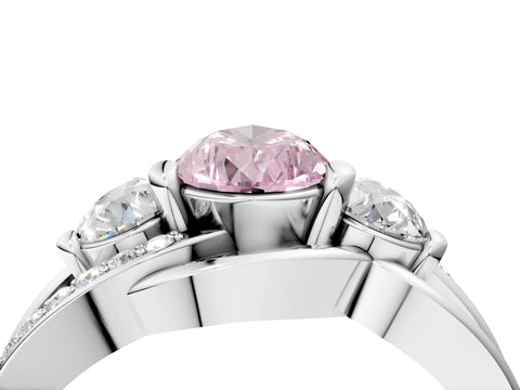 White gold Three-Stone Fancy Pink Pear Cut Cut Diamond Split Shank Prong Set Ring_4