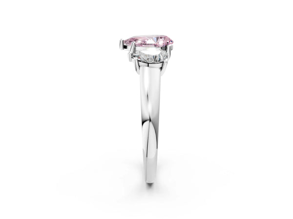 Platinum Three-Stone Fancy Pink Pear Cut Cut Solitaire Ring with Classic Prong Setting