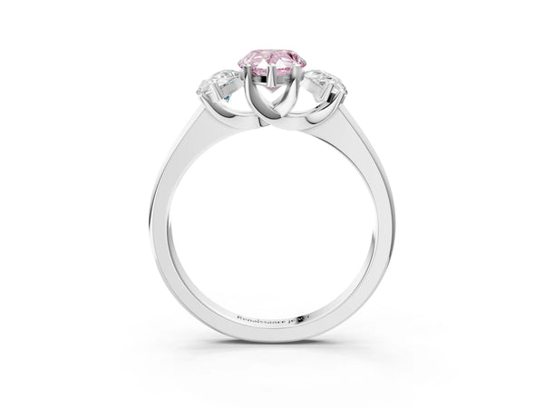 Platinum Three-Stone Fancy Pink Pear Cut Cut Solitaire Ring with Classic Prong Setting