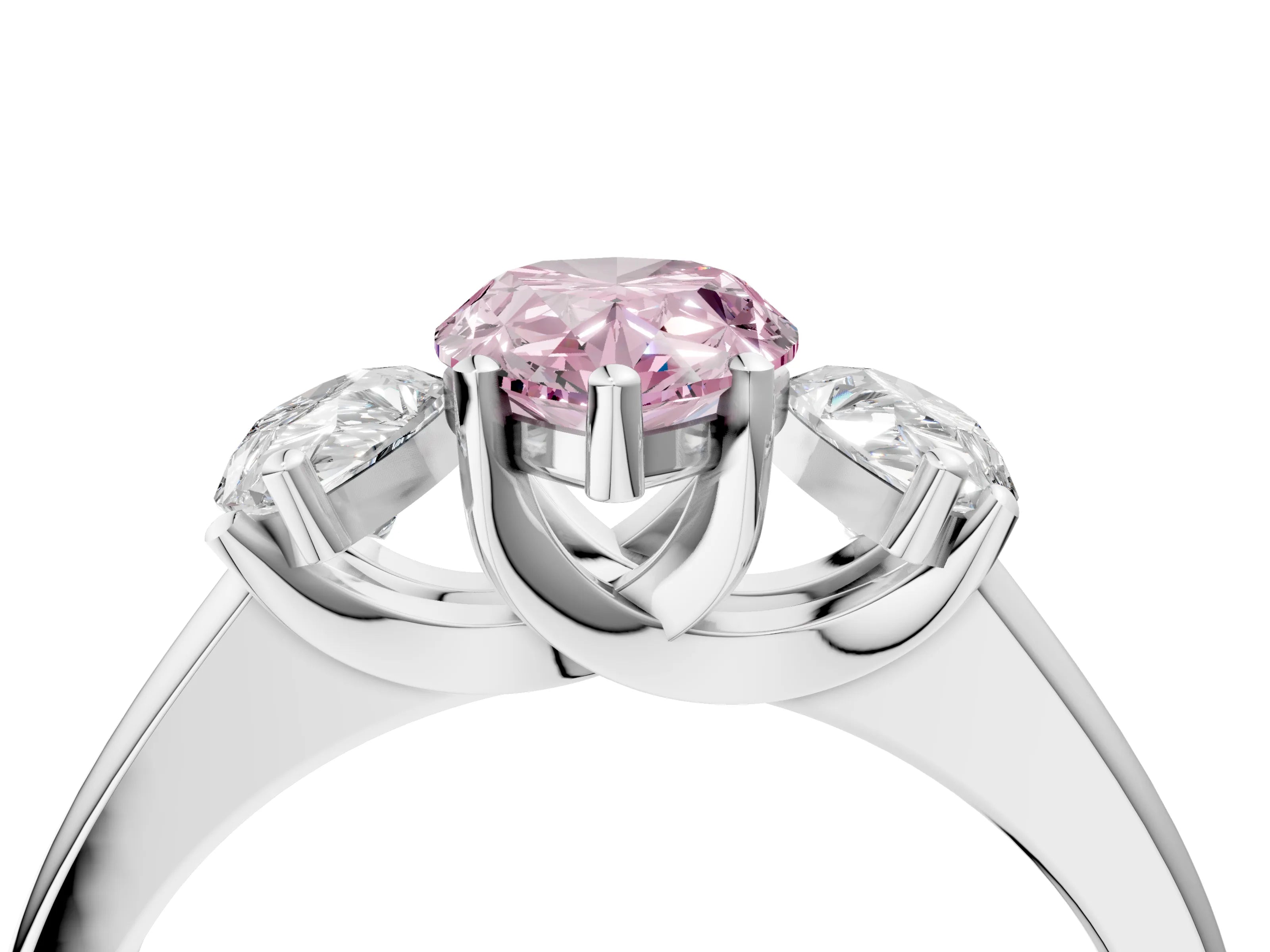 White gold Three-Stone Fancy Pink Pear Cut Cut Solitaire Ring with Classic Prong Setting_16