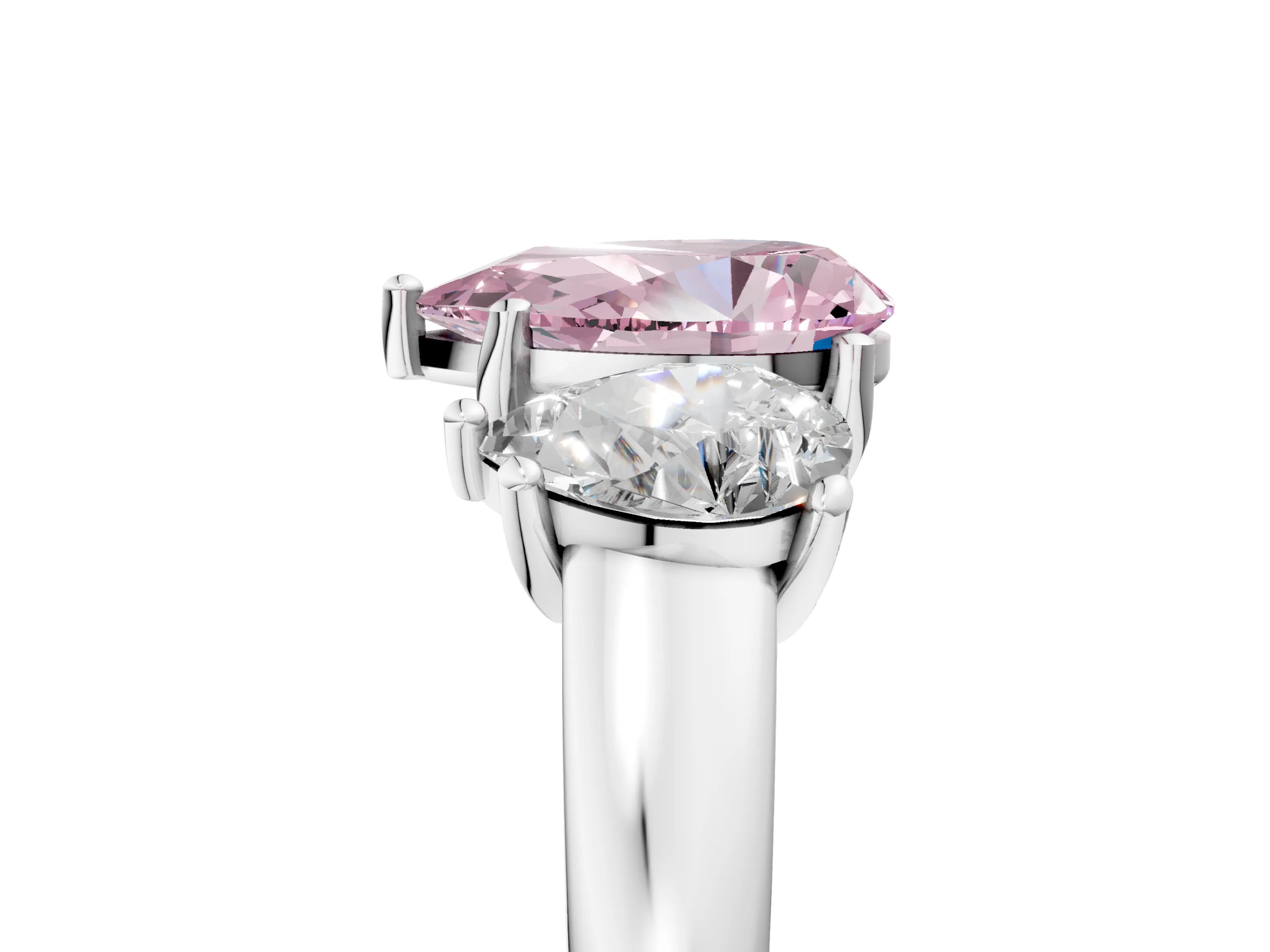 White gold Three-Stone Fancy Pink Pear Cut Cut Solitaire Ring with Classic Prong Setting_17