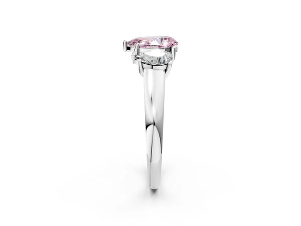 Platinum Three-Stone Fancy Pink Pear Cut Cut Solitaire Ring with Classic Prong Setting
