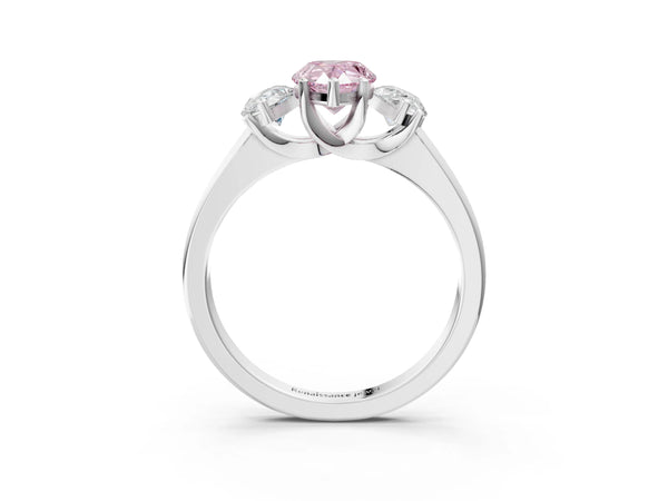 Platinum Three-Stone Fancy Pink Pear Cut Cut Solitaire Ring with Classic Prong Setting