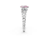 White gold Three-Stone Fancy Pink Pear Cut Diamond Braided Band Ring with Four-Prong Setting_22