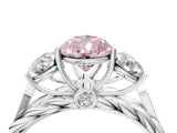White gold Three-Stone Fancy Pink Pear Cut Diamond Braided Band Ring with Four-Prong Setting_24