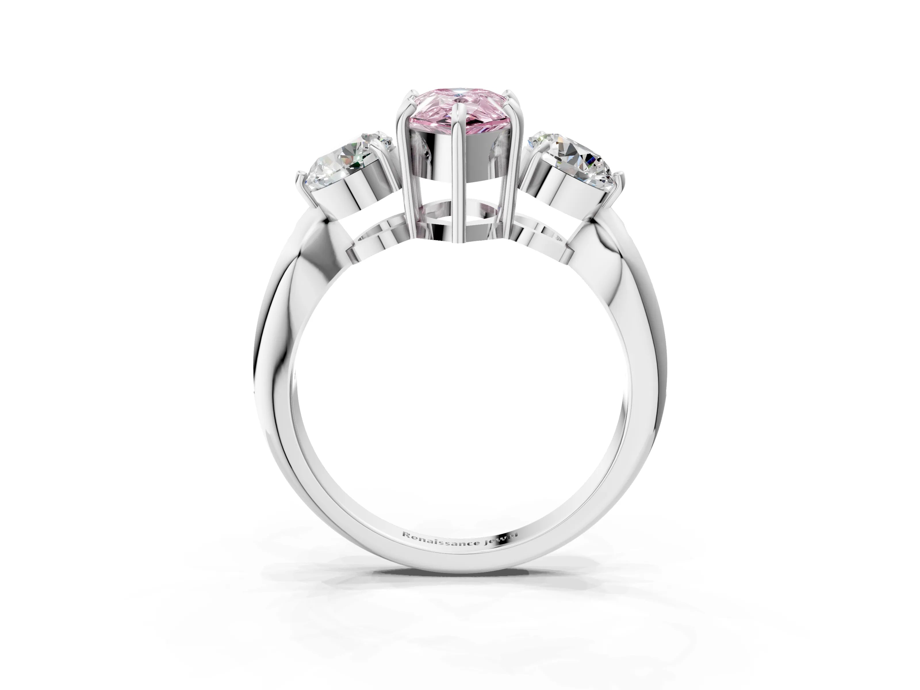 White gold Three-Stone Fancy Pink Pear Cut Diamond Channel Set Engagement Ring with Prong Setting_15