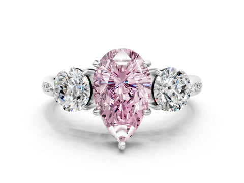 White gold Three-Stone Fancy Pink Pear Cut Diamond Channel Set Engagement Ring with Prong Setting_24
