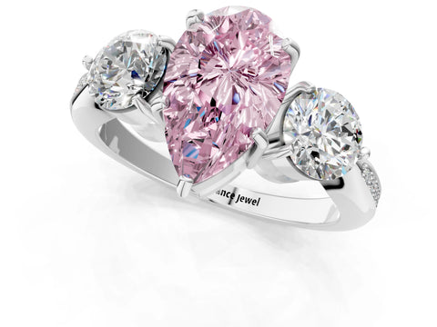 White gold Three-Stone Fancy Pink Pear Cut Diamond Channel Set Engagement Ring with Prong Setting_25
