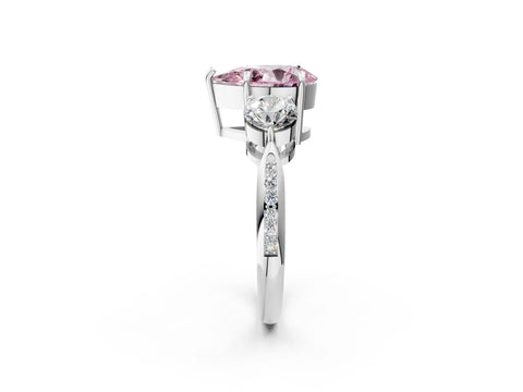 White gold Three-Stone Fancy Pink Pear Cut Diamond Channel Set Engagement Ring with Prong Setting_26