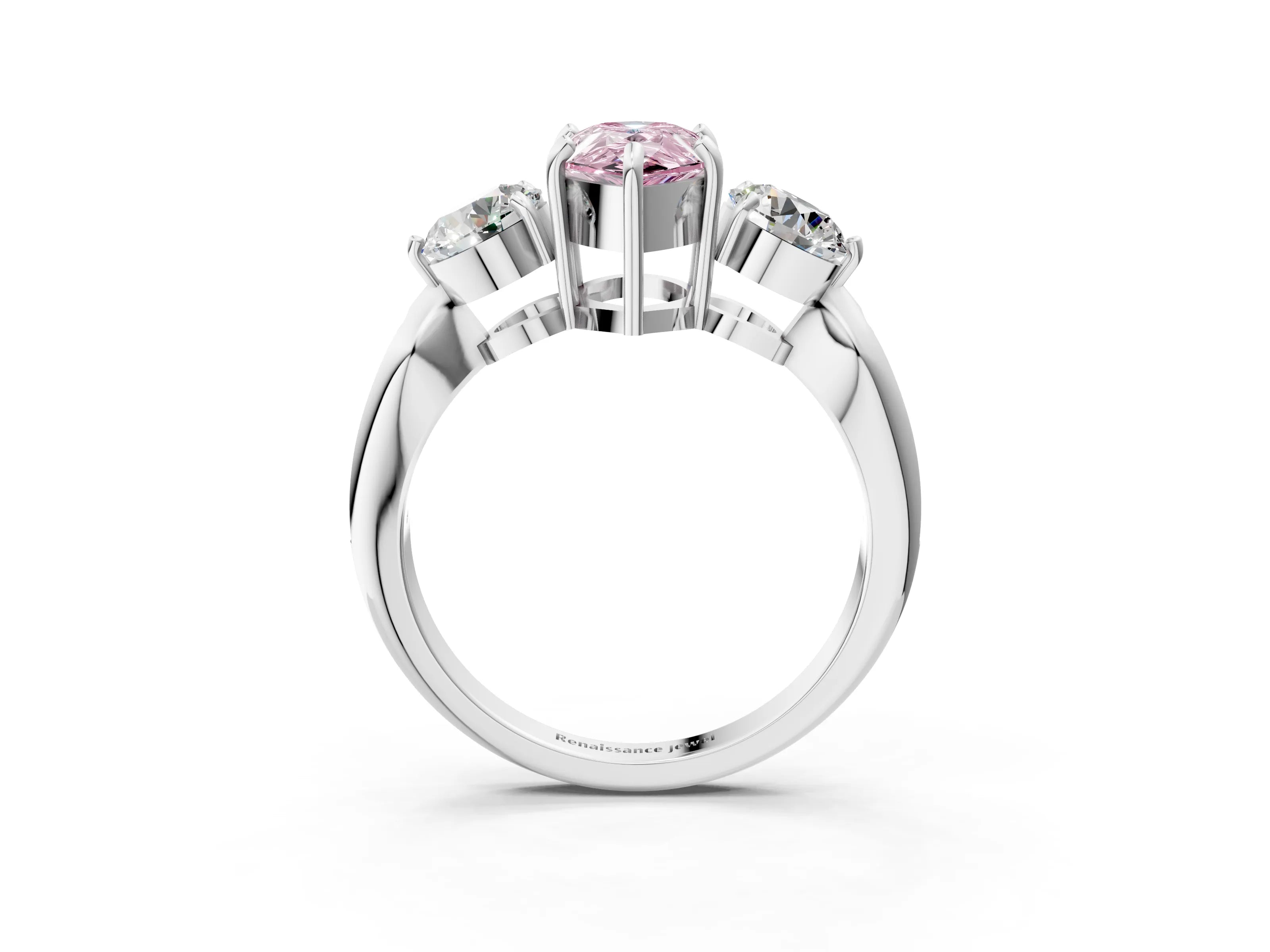 White gold Three-Stone Fancy Pink Pear Cut Diamond Channel Set Engagement Ring with Prong Setting_27