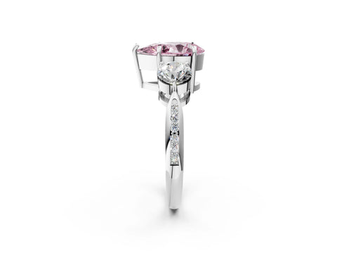 White gold Three-Stone Fancy Pink Pear Cut Diamond Channel Set Engagement Ring with Prong Setting_2