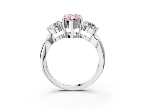 White gold Three-Stone Fancy Pink Pear Cut Diamond Channel Set Engagement Ring with Prong Setting_3