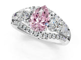 White gold Three-Stone Fancy Pink Pear Cut Diamond Engagement Ring with Pave Band and Prong Setting_13